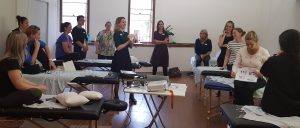 Liz Howard teaching osteopaths to treat pregnancy pain