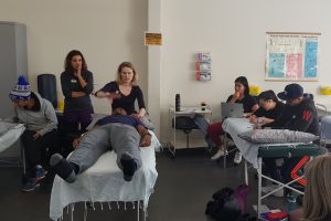 Manual therapists learning to treat visceral fascia from Advanced Pain Management Osteopath Liz Howard
